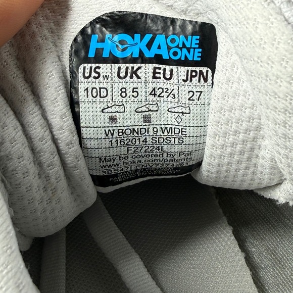 Hoka One One Bondi 9 Running Shoes Stardust/Silver 1162014 SDSTS Women's 10 D - Picture 13 of 16